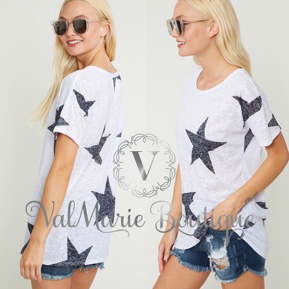 LAST 1! white burnout star print T-shirt - Picture 3 of 4